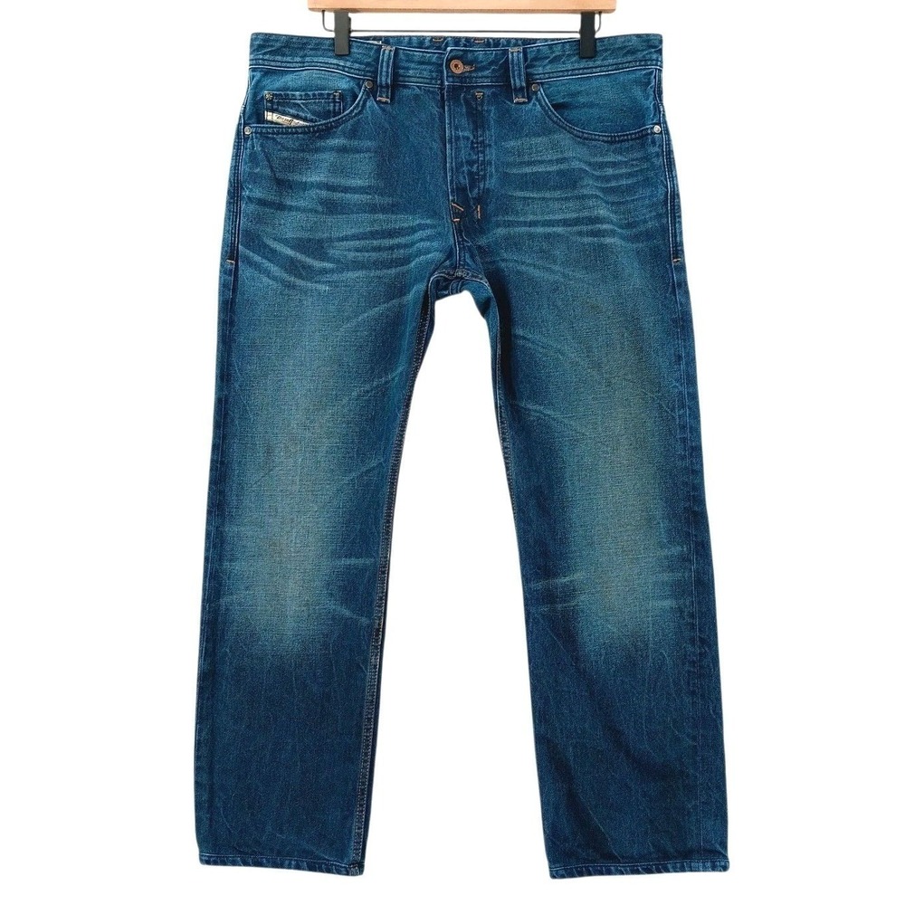 Diesel Safado Jeans Mens 36x28 (Tag 34x32) Blue Reg Slim Straight Button 0815A